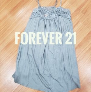 FOREVER21 grey blue tunic top with.lace L